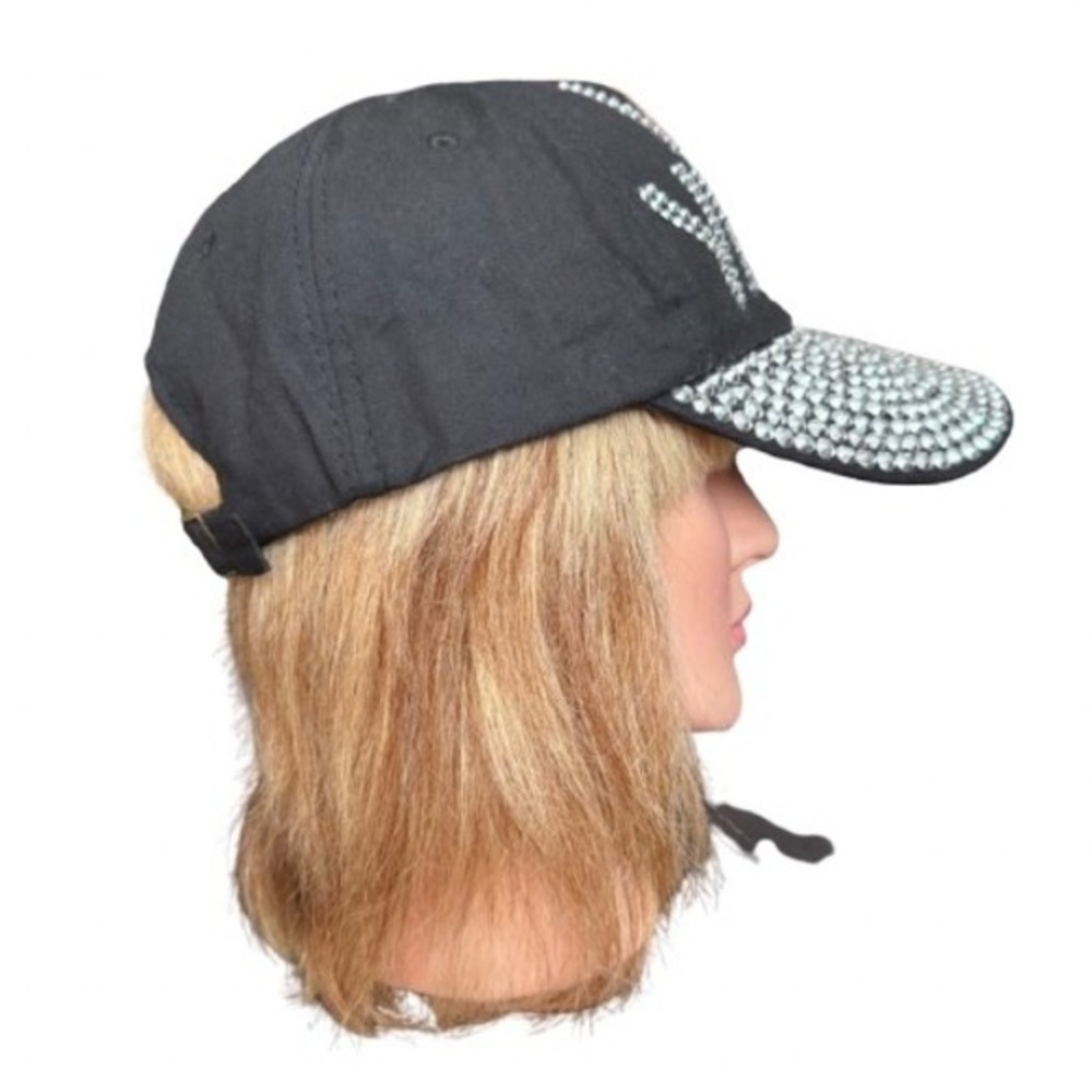Black Bling Rhinestone LAS VEGAS Baseball Cap Party Hat Bachelorette Party - Picture 4 of 6